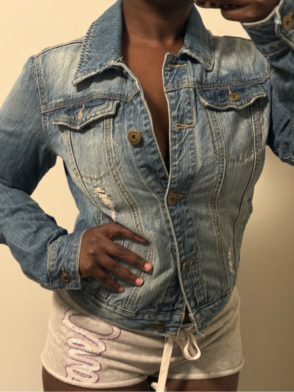 Y2K Mudd Blue Denim Jacket with Red Label
